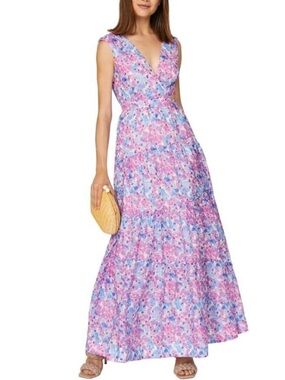 NICHOLAS Orchid Pink Floral Maxi Dress Cutout Waist Sleeveless Size US 14